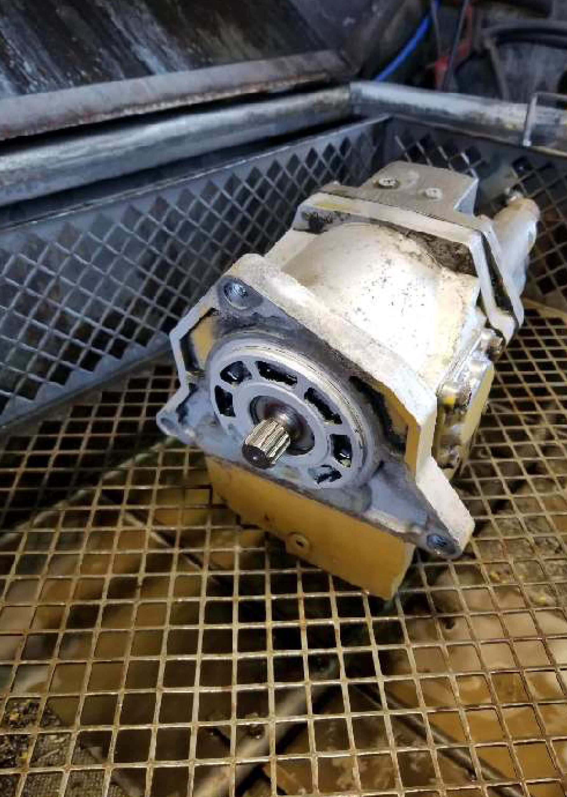 Small motor from steel slab carrier After